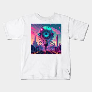 Steampunk synthwave art Kids T-Shirt